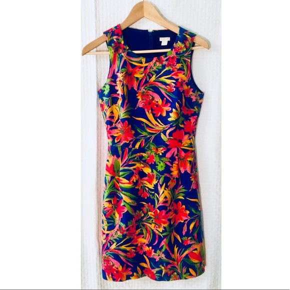 J Crew Tropical Floral Pleated Dress Sz 0 Lined - Picture 7 of 8
